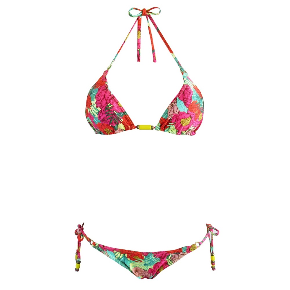 Cia Maritima Red Tropical Floral Triangle Bikini